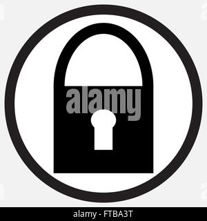 Cadenas noir blanc monochrome. Web Sécurité, symbole de sécurité, de protection casier. Abstract Vector illustration design plat Banque D'Images