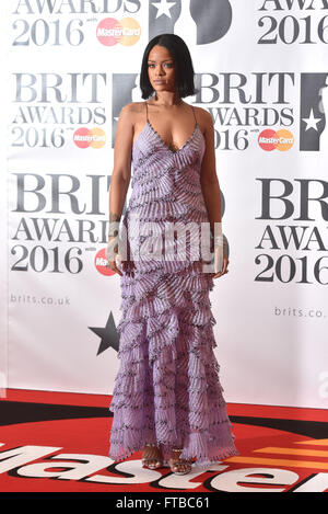 BRIT Awards 2016 qui a eu lieu à l'O2 - Arrivées. Comprend : Rihanna Où : London, Royaume-Uni Quand : 24 Oct 2016 Banque D'Images