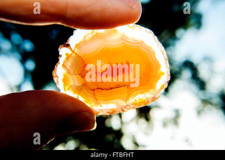 L'Afrique de l'onyx agate druzy naturel en pierre minérale emplacement dans park Banque D'Images