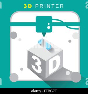 L'icône de l'imprimante 3d avec plate pour l'infographie et d'interface Illustration de Vecteur