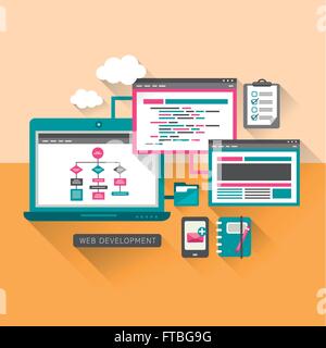 Modèle plat, concept de développement programmation web Illustration de Vecteur