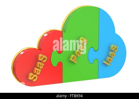 Le concept de cloud computing, rendu 3D Banque D'Images