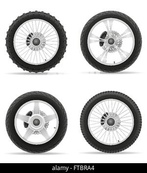 Pneu de moto de l'ensemble de disques icons vector illustration isolé sur fond blanc Illustration de Vecteur