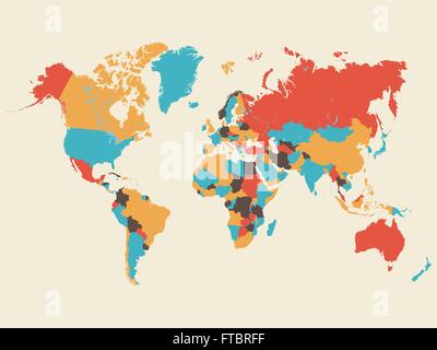 Carte du monde en couleur Illustration Illustration de Vecteur