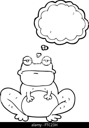 Freehand appelée bulle pensée grenouille cartoon Illustration de Vecteur