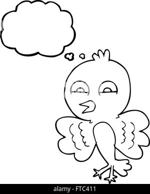 Freehand appelée bulle pensée oiseau dessin animé Illustration de Vecteur