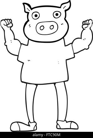 Noir et blanc dessiné à main levée sans tête cartoon man Illustration de Vecteur