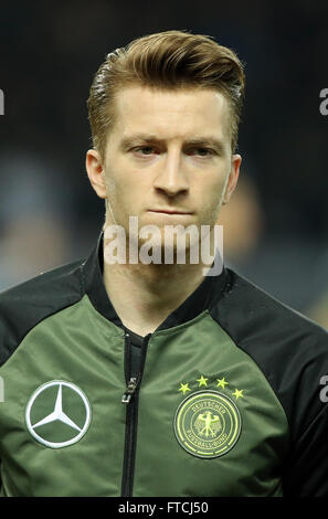 Berlin, Allemagne. Mar 26, 2016. Marco Reus de l'Allemagne avant le match de football amical entre l'Allemagne et l'Angleterre, à l'Olympiastadion de Berlin, Allemagne, 26 mars 2016. Photo : CHRISTIAN CHARISIUS/dpa/Alamy Live News Banque D'Images