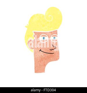 Retro freehand cartoon smiling man Illustration de Vecteur