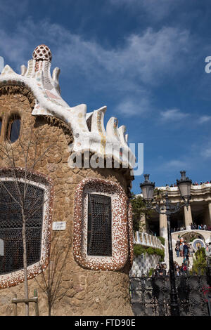 Parc Guell, Barcelone, conçu par Antoni Gaudi, un site du patrimoine mondial, UNESCO Banque D'Images