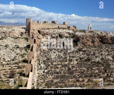 Les murs extérieurs de l'Alcazaba fort à Almeria en Espagne Banque D'Images