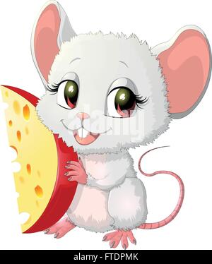 Souris mignon fromage holding Illustration de Vecteur