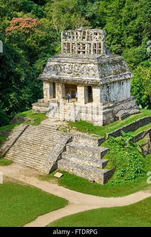 Temple du Soleil, l'ancienne ville maya de Palenque, Chiapas, Mexique Banque D'Images