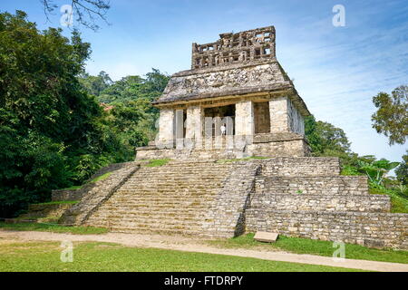 Temple du Soleil, l'ancienne ville Maya de Palenque, Chiapas, Mexique Banque D'Images