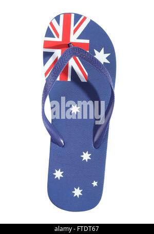 Thong avec drapeau australien isolé sur fond blanc. Banque D'Images