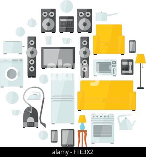 La télévision icônes colorées élaboré dans le cercle blanc sur Illustration de Vecteur