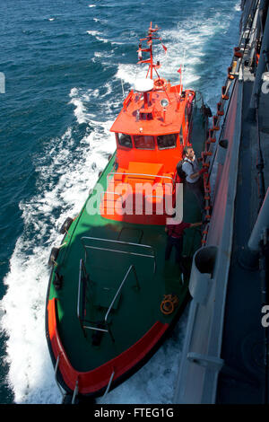 140826-N-ZE250-447 DARDANELLES STRAIGHTS (Août 26, 2014) Un projet pilote vient à bord de la classe Ticonderoga croiseur lance-missiles USS Vella Gulf (CG 72) pour guider le navire à travers le détroit des Dardanelles en route vers la mer Méditerranée. Vella Gulf, homeported à Norfolk, Va., mène des opérations navales des Alliés dans la sixième flotte américaine zone d'opération, afin de faire avancer la sécurité et la stabilité en Europe. (U.S. Photo par marine Spécialiste de la communication de masse de la classe 3ème Weston Jones/libérés) Banque D'Images