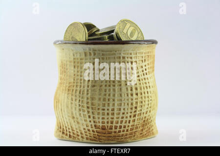 Vase en céramique avec pièces en russe Banque D'Images