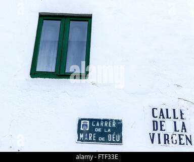 Dans la rue trimestre marina-Sa Penya, Ibiza-Eivissa,Îles Baléares, Espagne. Banque D'Images