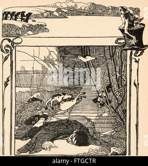 Cette image est tirée d'une publication allemande de 1910 axée sur les enfants, représentant probablement des aspects de l'enfance ou de l'éducation préscolaire. Le travail peut discuter du rôle des enfants dans la société ou illustrer les vues du début du XXe siècle sur l'enfance. Banque D'Images