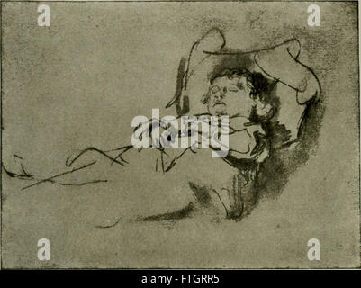 *Rembrandt Handzeichnungen* (1919) est une collection de croquis dessinés à la main par le célèbre artiste hollandais Rembrandt, mettant en valeur sa maîtrise de la ligne, de l'ombrage et de la technique expressive dans les portraits du début du XVIIe siècle et les études de figures humaines. Banque D'Images
