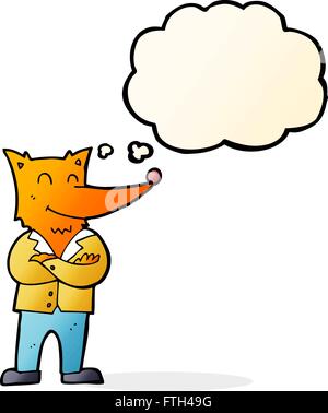 Cartoon fox en chemise avec bulle pensée Illustration de Vecteur