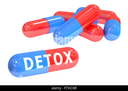 Detox pills le rendu 3D isolé sur fond blanc Banque D'Images