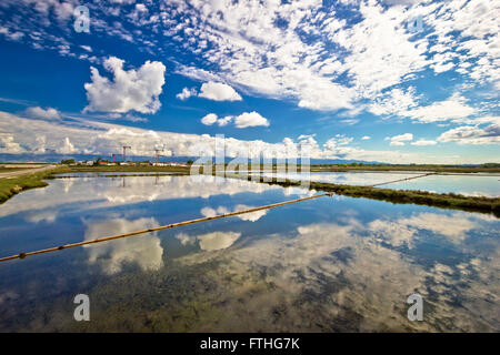 Les champs de production de sel de Nin, Dalmatie, Croatie Banque D'Images