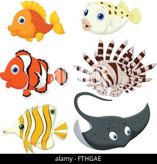 Caricature de poissons tropicaux Illustration de Vecteur