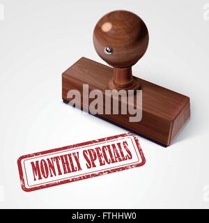 Stamp Monthly specials en rouge sur fond blanc Illustration de Vecteur