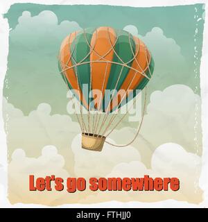 Vintage hot air balloon dans le ciel Illustration de Vecteur