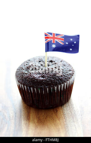 Drapeau australien sur les petits gâteaux au chocolat Banque D'Images