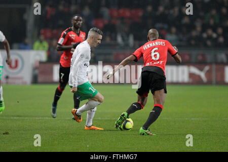 Fabien Lemoine lorsqu'un match de championnat le Stade Rennais - comme saint Etienne, le 4 février 2016 à Rennes, Roazhon park Banque D'Images