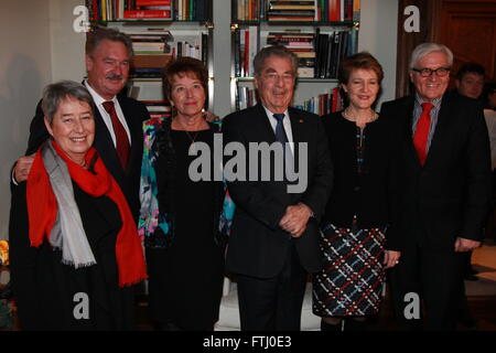 Suisse, autrichien, allemand et luxembourgeois se rencontrent au ministère des Affaires étrangères pour discuter de la crise des réfugiés en Europe comprend : Margit Fischer, Jean Asselborn, Heinz Fischer, Simonetta Sommaruga, Myriam, Frank-Walter Steinmeier, où : Luxembourg Banque D'Images