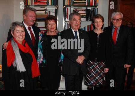 Suisse, autrichien, allemand et luxembourgeois se rencontrent au ministère des Affaires étrangères pour discuter de la crise des réfugiés en Europe comprend : Margit Fischer, Jean Asselborn, Heinz Fischer, Simonetta Sommaruga, Myriam, Frank-Walter Steinmeier, où : Luxembourg Banque D'Images