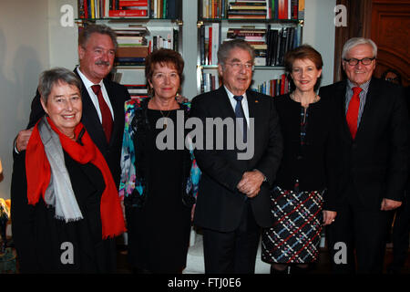 Suisse, autrichien, allemand et luxembourgeois se rencontrent au ministère des Affaires étrangères pour discuter de la crise des réfugiés en Europe comprend : Margit Fischer, Jean Asselborn, Heinz Fischer, Simonetta Sommaruga, Myriam, Frank-Walter Steinmeier, où : Luxembourg Banque D'Images