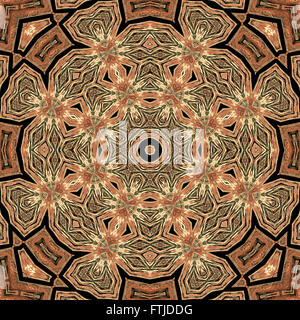 Fond d'kaléidoscopique transparente 600x600 motif basé sur l'incrustation, texture bois naturel Banque D'Images