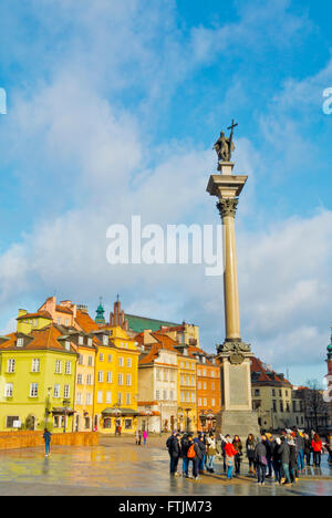 Plac Zamkowy, à la colonne du roi Sigismond III Vasa, par Clemente Molli (1644), Place du Château, le centre de Varsovie, Pologne Banque D'Images