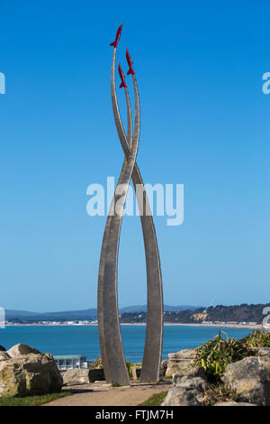 La sculpture commémorative de flèches rouges pilot Flt Lt Jon Egging à Bournemouth Banque D'Images