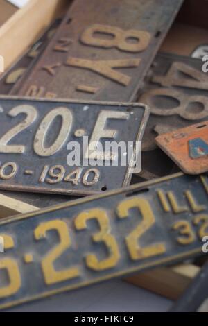 Plaques d'immatriculation américaines anciennes Banque D'Images