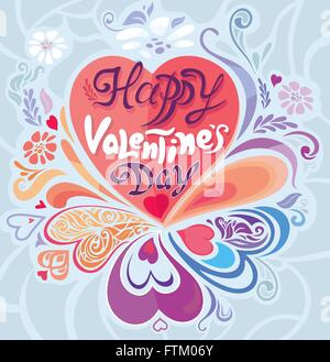 Retro Vintage décoration pastel vector Valentine's Day card design Illustration de Vecteur