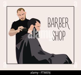 Visite client hairstylist dans barber shop Illustration de Vecteur
