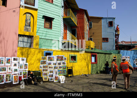 Foire artisanale dans la rue Caminito - open air museum - quartier de La Boca Banque D'Images