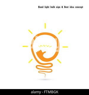 L'ampoule du feu de la création logo design vector modèle avec petite main.meilleur idée,bonne idée signer.L'éducation,business logo concept.Vec Illustration de Vecteur