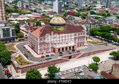 Vue de dessus de la Teatro Amazonas situé dans la région de Largo Sao Sebastiao - région du centre de la ville Banque D'Images