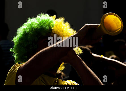 Fans brésiliens lors de la Coupe du Monde en Afrique du Sud Banque D'Images