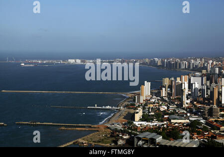 Vue aérienne de la promenade de l'Avenue Beira Mar à Fortaleza Banque D'Images