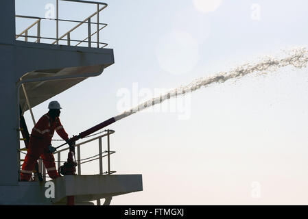 Foreman s'occupe de Cannon Beach Maisa navire lutte contre l'incendie Banque D'Images