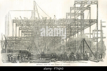 Travaux en cours 1851 Crystal Palace Banque D'Images