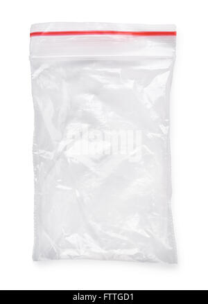 Sac ziplock clair utilisé isolated on white Banque D'Images